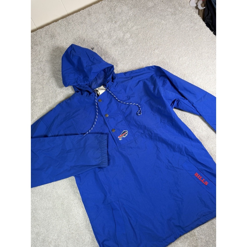 Vtg Buffalo Bills 1/2 SnapJacket Mens M Blue NFL Football The Game Pullover Hood